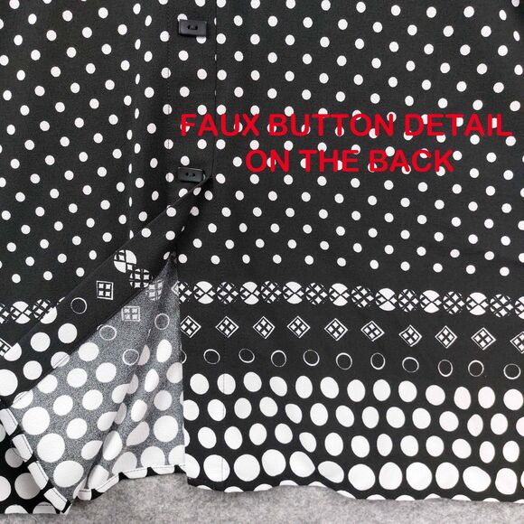 Ali Miles Shirt Womens Sz 1X Black White Polka Dot Button Front 3/4 Sleeve Tunic - Picture 7 of 10